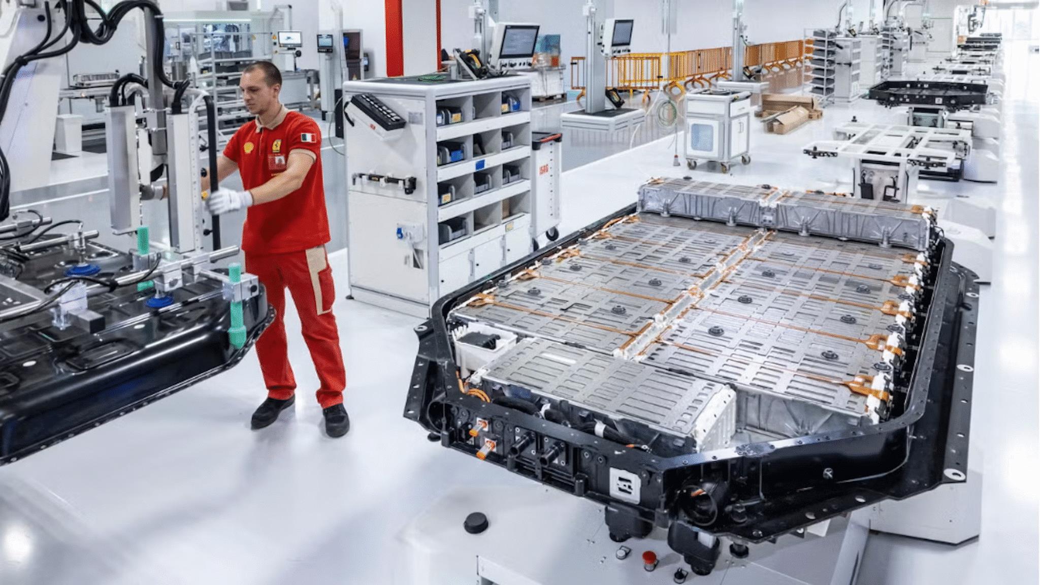 Electric vehicle battery production line with large battery module and industrial equipment