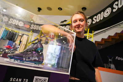 Laura Youngson, CEO of IDA Sports, poses for photographs at a store in Regent Street, in London, Thursday, Sept. 18, 2025.