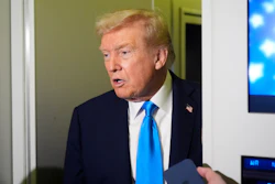 President Donald Trump speaks with reporters aboard Air Force One at Al Udeid Air Base in Doha, Qatar, Saturday, Oct. 25, 2025.