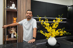 Josh Qian, co-founder of Linq Kitchen, a designer and maker of kitchen cabinets, shows his company's show room and warehouse in City of Industry, Calif., Friday, Oct. 10, 2025.