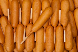Packaged corn dogs.