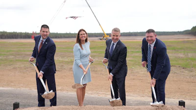 Aerojet Rocketdyne President Ken Bedingfield (third from the left) and Arkansas Gov. Sarah Huckabee Sanders are joined by state and local officials at the L3Harris groundbreaking.