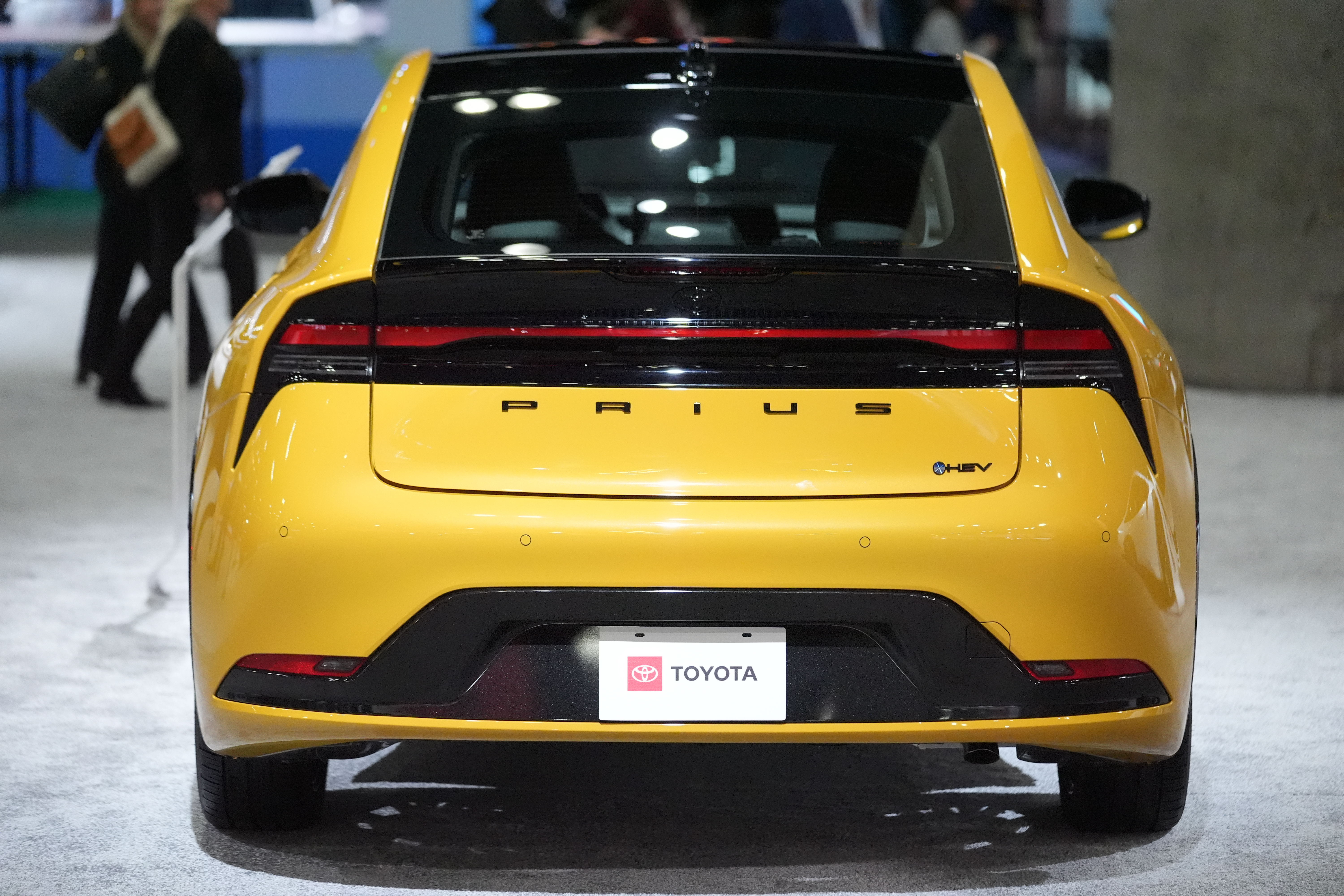 The 2026 Toyota Prius hybrid electric vehicle (HEV) is showcased at the LA Auto Show in Los Angeles Thursday, Nov. 20, 2025.