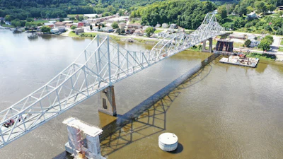This undated photo provided by the Iowa Department of Transportation on Dec. 18, 2025, shows the Mississippi River Bridge, also known as the Black Hawk Bridge, in Lansing, Iowa.