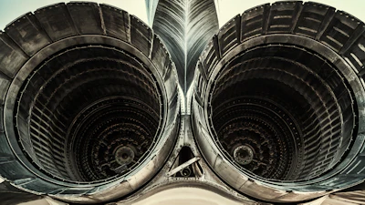 Two tail engines of jet.