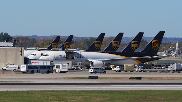 UPS jets are parked at the Worldport package sorting complex at Louisville Muhammad Ali International Airport, Thursday, Nov. 6, 2025, in Louisville, Ky.