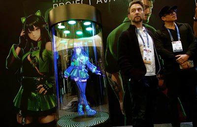 A Razer AI Desk Companion sits on display at the Razer booth during the CES tech show Tuesday, Jan. 6, 2026, in Las Vegas.