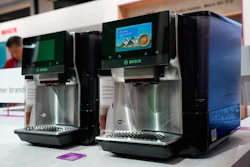 A couple of Bosch 800 Series fully automatic espresso machines are seen on display at the Bosch booth during the CES tech show Wednesday, Jan. 7, 2026, in Las Vegas.