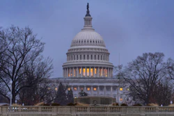 The Capitol is seen during heavy rain as the Department of Homeland Security funding bill remains in limbo, in Washington, Friday, Feb. 20, 2026.
