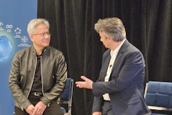 Nvidia CEO Jensen Huang (left) and Dassault Systèmes CEO Pascal Daloz at Dassault's 2026 3DEXPERIENCE World conference in Houston.
