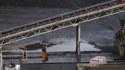 A worker in the coal fields at U.S. Steel's Clairton Coke Works in Clairton, Pa., on Wednesday, Nov. 19, 2025.