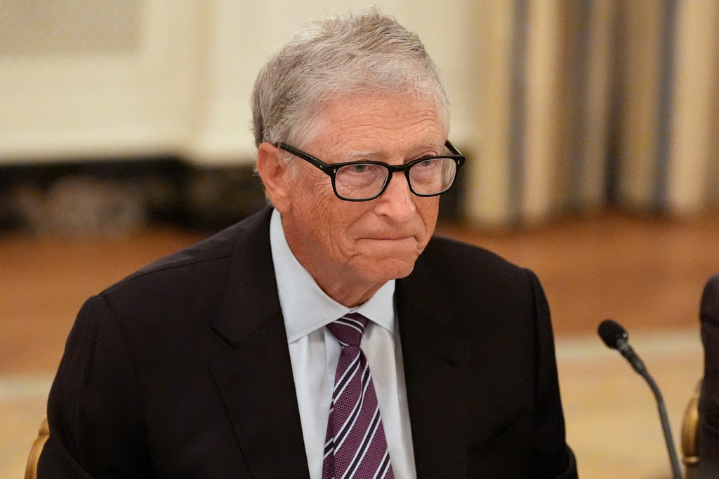 Bill Gates attends a dinner with President Donald Trump in the State Dining Room of the White House, Sept. 4, 2025, in Washington.