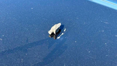 This photo provided by the California Highway Patrol shows shrapnel from live artillery that hit patrol vehicles during an Oct. 18, 2025, military celebration in San Diego.