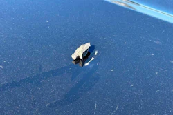 This photo provided by the California Highway Patrol shows shrapnel from live artillery that hit patrol vehicles during an Oct. 18, 2025, military celebration in San Diego.