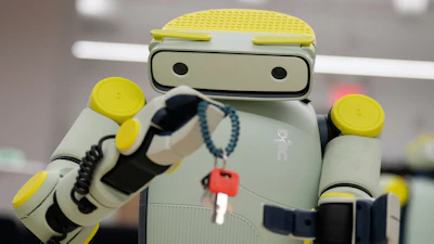 While being operated remotely, Fauna Robotics' new robot named Sprout shows off its dexterity in New York, Jan. 14, 2026.