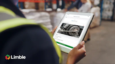 Technician viewing new Limble mobile app.
