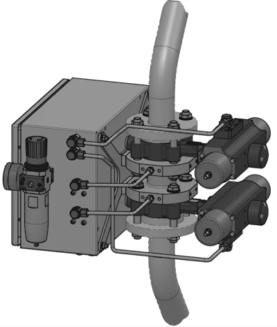 DewTector in a typical bypass line configuration. Its compact design, with a height of only 184 mm (flange to flange), simplifies process integration.