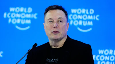 Elon Musk attends the annual meeting of the World Economic Forum in Davos, Switzerland, Jan. 22, 2026.