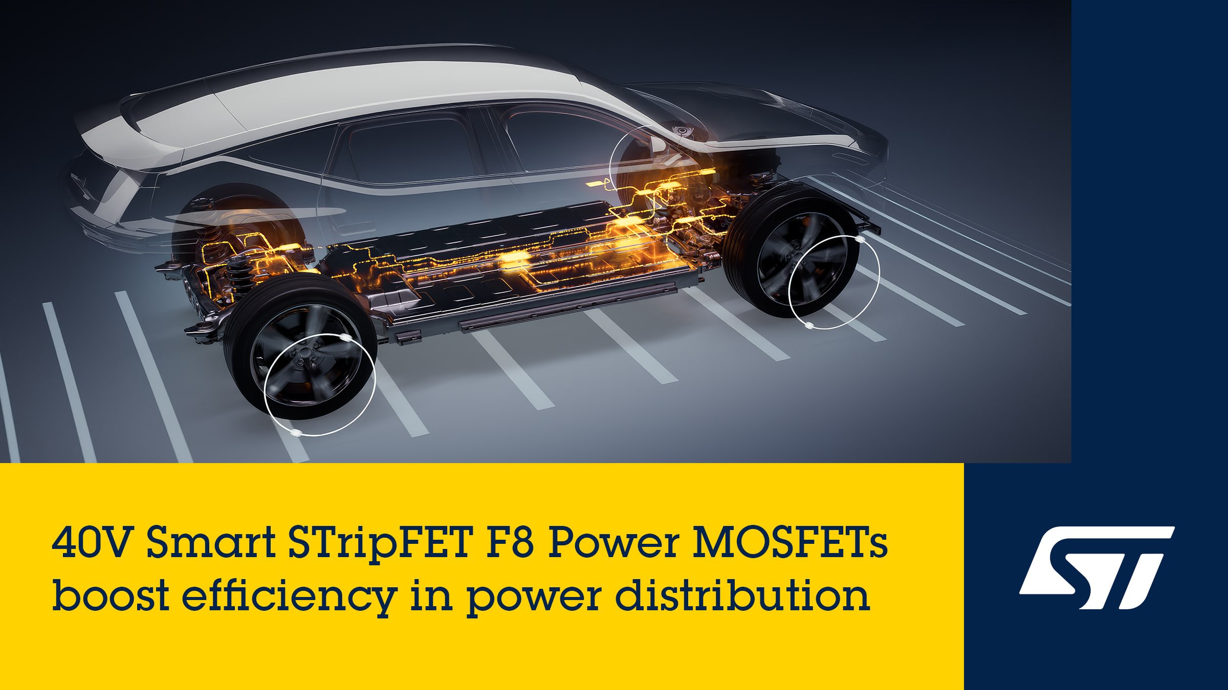 The STL059N4S8AG from STMicroelectronics is a 40V/420A N-channel enhancement-mode MOSFET with RDS(on) 0.59mΩ, housed in a PowerFLAT 5x6 package.