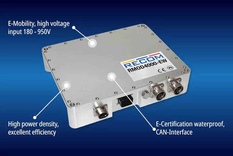 New RMOD4000 series of compact, plug-and-play DC/DC converters from RECOM.