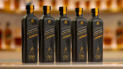 These bottles of Johnnie Walker Black Label whisky are made of a fiber-based glass alternative.