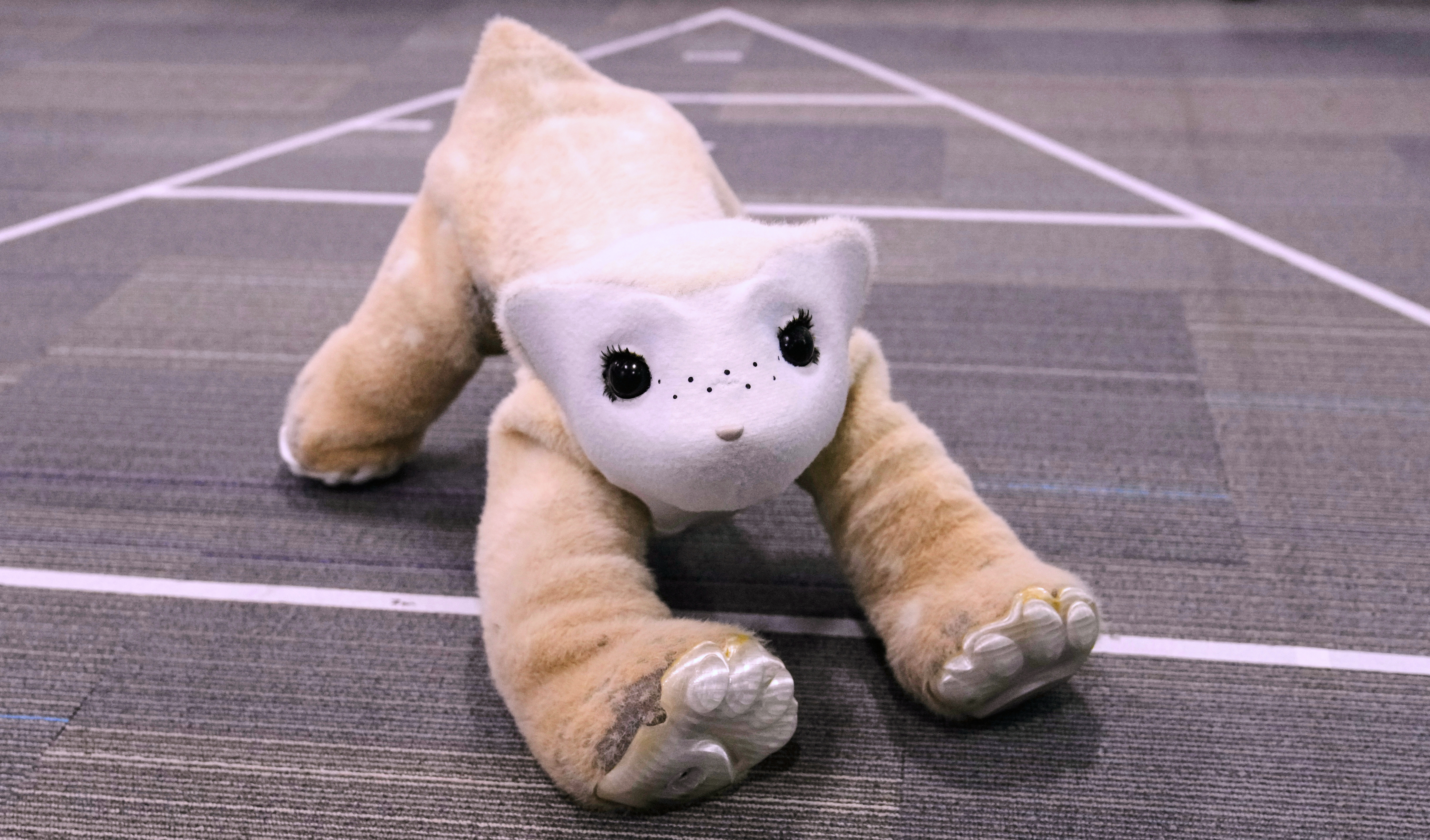 Familiar, an AI pet robot, interacts during a demonstration at the Massachusetts-based startup Familiar Machines & Magic, Wednesday, April 29, 2026, in Woburn, Mass.