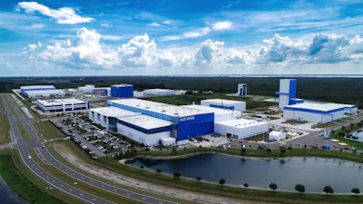 An aerial view of Blue Origin's manufacturing complex in Cape Canaveral, Florida.