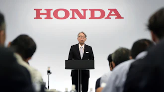 Honda's Chief Executive Toshihiro Mibe speaks at a press conference in Tokyo Thursday, May 14, 2026.