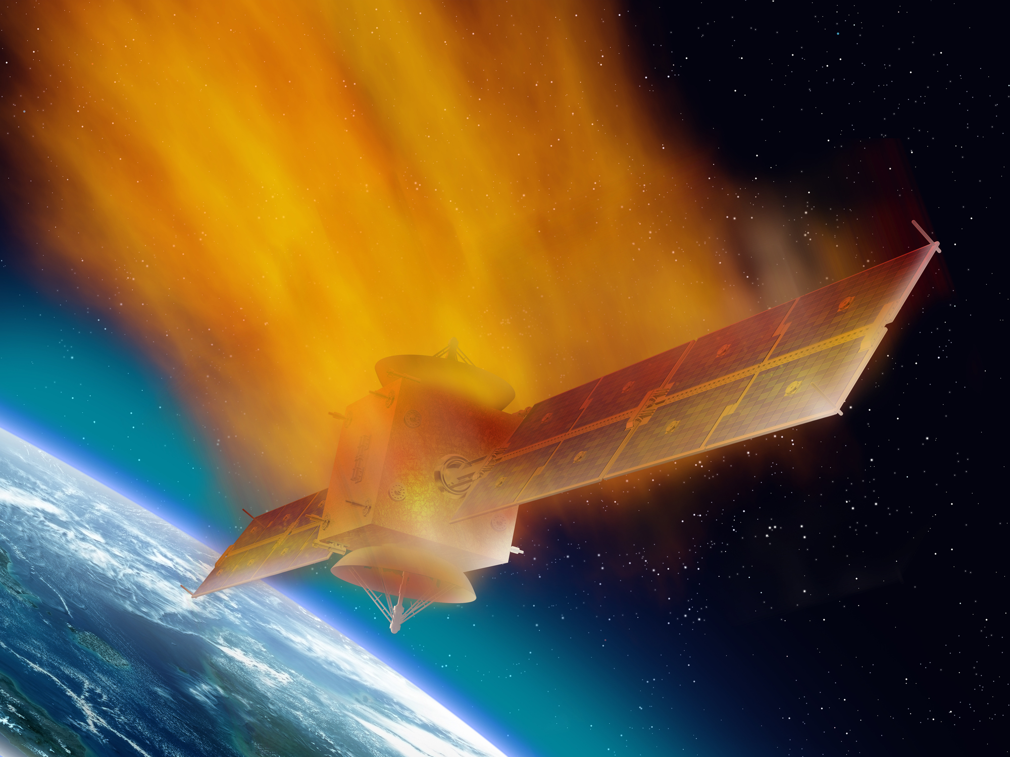 Flaming space debris.