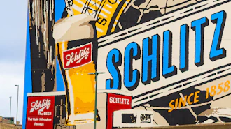 Mural in Milwaukee's Schlitz Park neighborhood, June 2025.