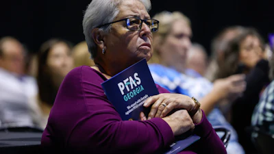 Rome resident Kathy Miller attends a town hall about PFAS chemicals at Forum River Center in Rome, Ga., on March 31, 2026.