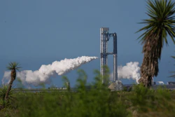 SpaceX's mega rocket Starship is prepared for a test flight that was later delayed in Starbase, Texas, Thursday, May 21, 2026.