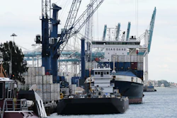 A ship is docked, Jan. 15, 2026, at PortMiami in Miami.
