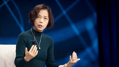 Computer scientist Fei-Fei Li speaks during the Clinton Global Initiative, Sept. 24, 2024, in New York.