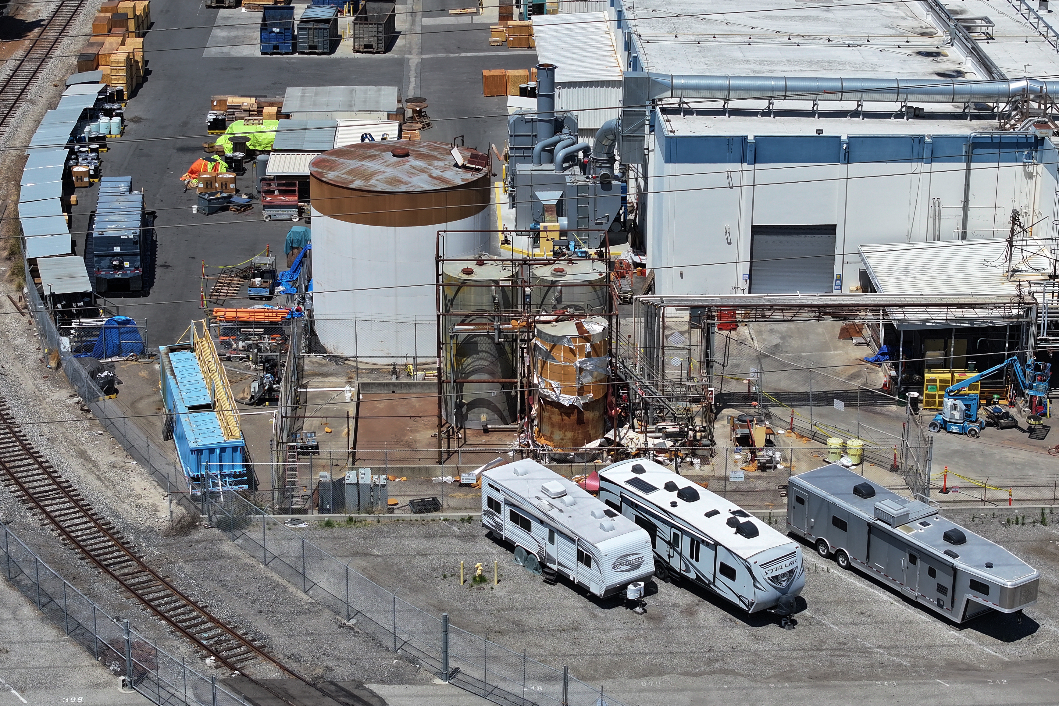 Ariel view of the chemical tank at GKN Aerospace in Garden Grove, Calif. on Wednesday, June 10, 2026.
