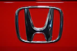 This is the Honda logo on a Honda Civic Sport Touring automobile on display at the Pittsburgh International Auto Show in Pittsburgh, Feb. 14, 2025.