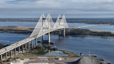 The Dames Point Bridge spanning the St. Johns River in Jacksonville, Florida.