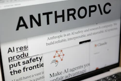 Pages from the Anthropic website and the company's logo are displayed on a computer screen in New York, Feb. 26, 2026.