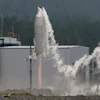 The Reusable Vehicle eXperiment, known as RV-X, is seen in a test launch at the Noshiro Rocket Testing Center of the Japan Aerospace Exploration Agency in Noshiro, northern Japan, Saturday, July 11, 2026.