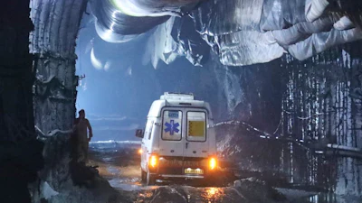 In this image provided by the Information and Public Relations Department, Government of Sikkim, an ambulance moves through an under-construction tunnel at a hydropower project in Samardung village, about 40 kms. (25 miles) from Gangtok, India, late Monday, July 20, 2026.