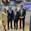 Leaders gather at the Farnborough International Airshow to announce Beehive Industries' $70 million expansion in Southwest Ohio. From left to right: Kimm Lauterbach, President and CEO of REDI Cincinnati; Gordie Follin, Chief Product Officer at Beehive Industries; Mike DeWine, Governor of Ohio; and J.P. Nauseef, President and CEO of JobsOhio.