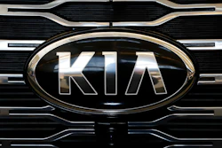 The front grill of a 2020 KIA Telluride is on display at the 2020 Pittsburgh International Auto Show, Feb.13, 2020 in Pittsburgh.