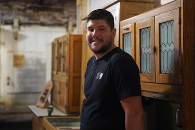 Wesley Mast, owner and president of Coppes Napanee, poses for a photo in the company's museum in Nappanee, Ind., on Thursday, Aug. 6, 2026.