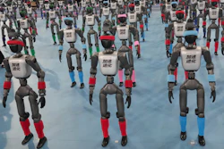 Robots are prepared ahead the opening ceremony of the World Humanoid Robot Games in Beijing, Saturday, Aug. 22, 2026.