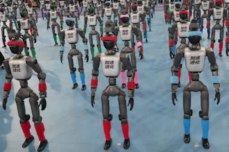 Robots are prepared ahead the opening ceremony of the World Humanoid Robot Games in Beijing, Saturday, Aug. 22, 2026.