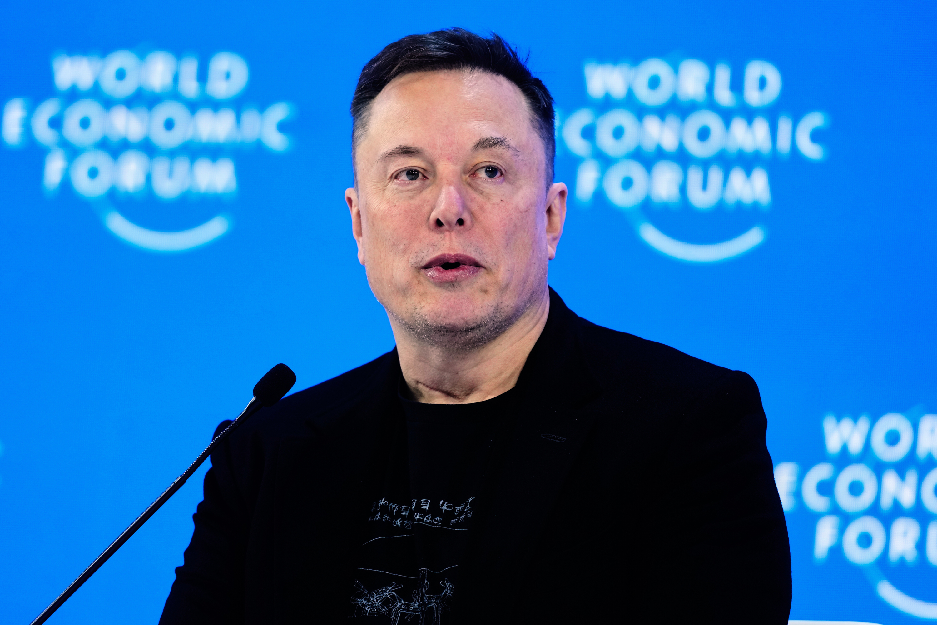 Elon Musk attends the annual meeting of the World Economic Forum in Davos, Switzerland, Jan. 22, 2026.