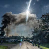 Firefighters work to put out a blaze after an explosion at Brent Industries, Tuesday, Aug. 18, 2026, in Toledo, Ohio.