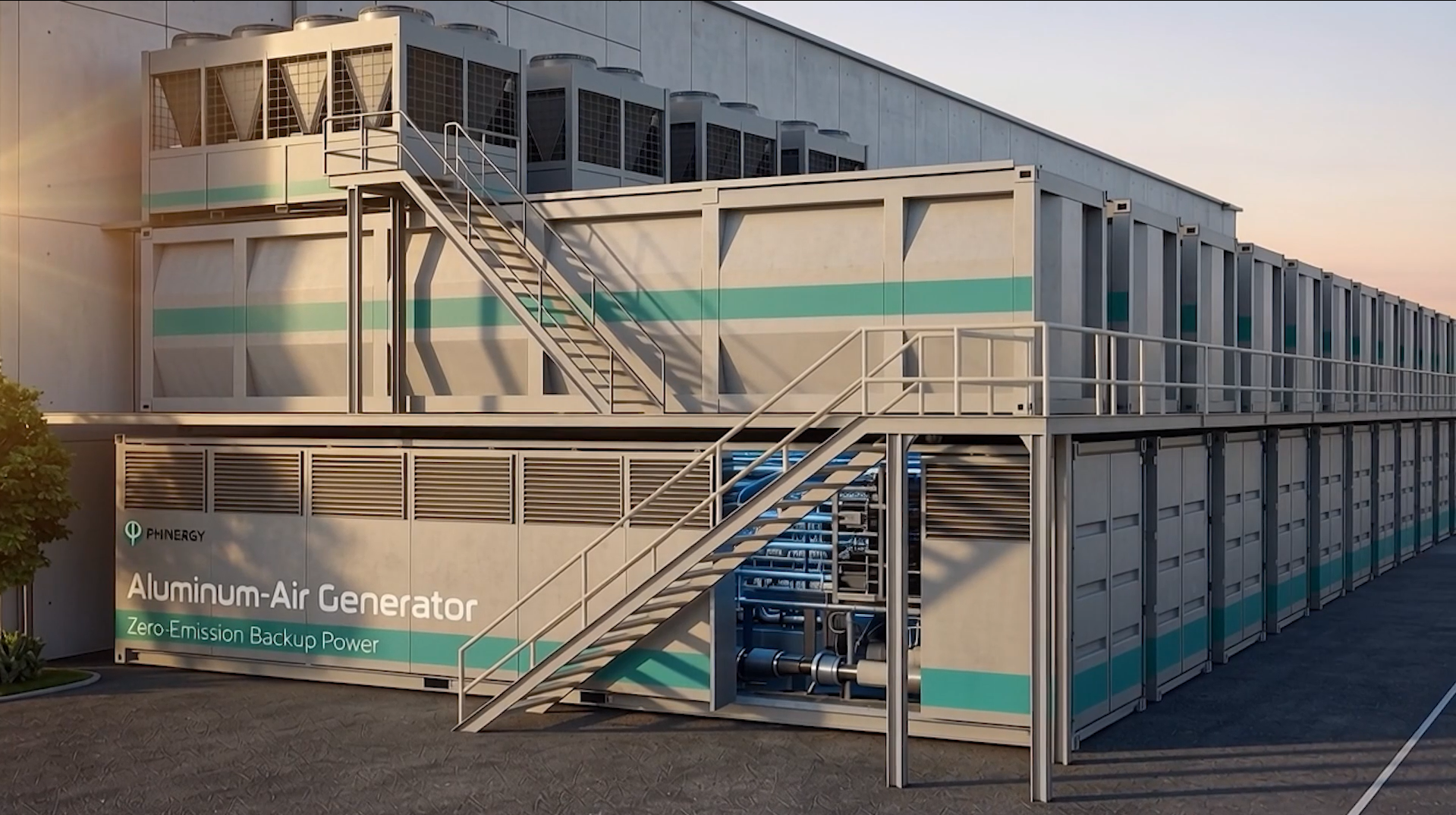 Phinergy's Aluminum-Air Generator depicted in a data center application.