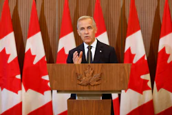 Prime Minister Mark Carney at a news conference on Parliament Hill in Ottawa, Aug. 22, 2026.