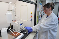 Stephanie Stoll starts a pump as part of an experiment studying the removal of PFAS from water samples at a U.S. Environmental Protection Agency lab in Cincinnati, April 10, 2024.